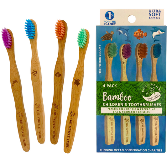 The Turtle Tribe® Kids Bamboo Toothbrushes 4-pack
