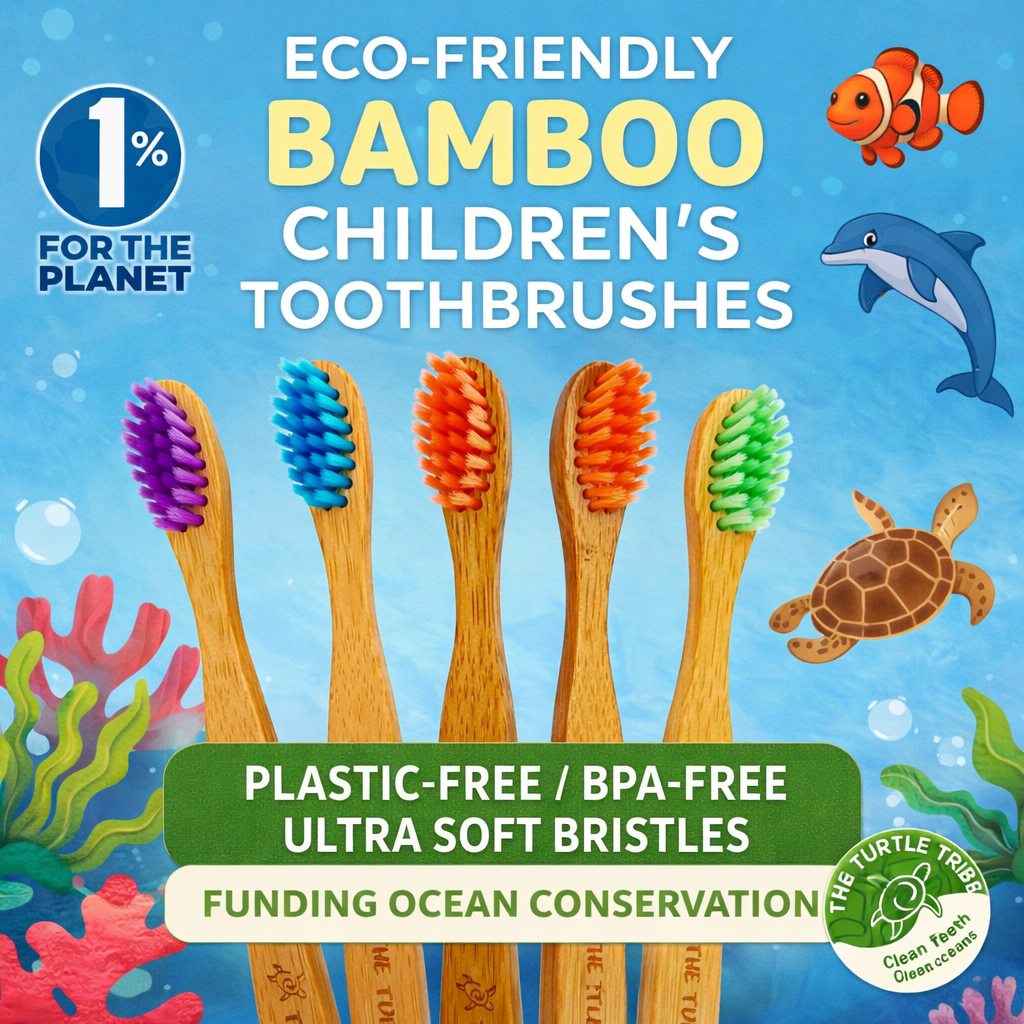 The Turtle Tribe® Kids Bamboo Toothbrushes 4-pack