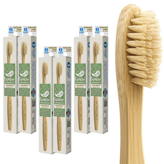The Turtle Tribe® Boar Bristle Premium Bamboo Toothbrush 6-pack