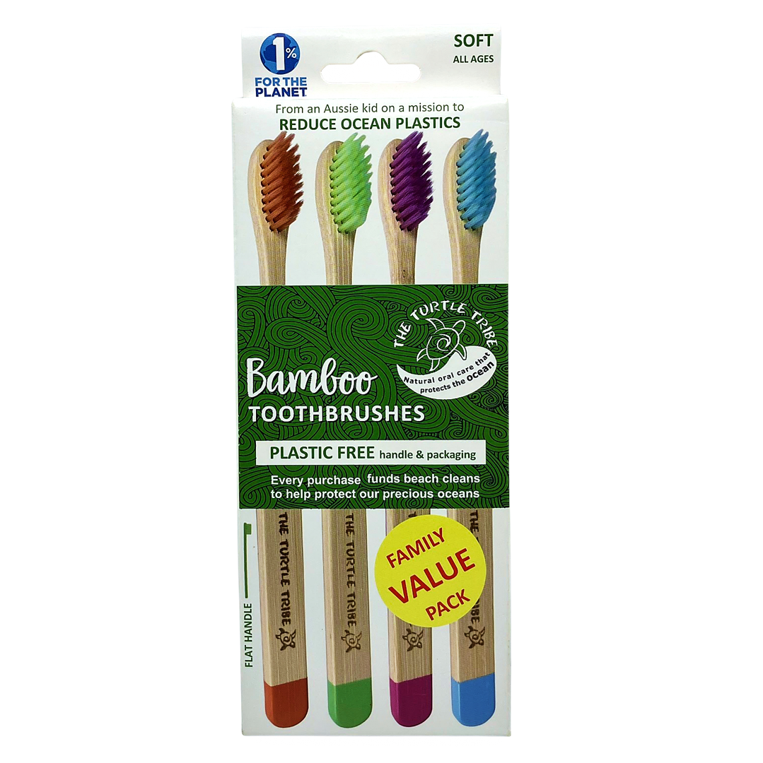 The Turtle Tribe® Eco Bamboo Toothbrush 4-pack Turtle Tribe