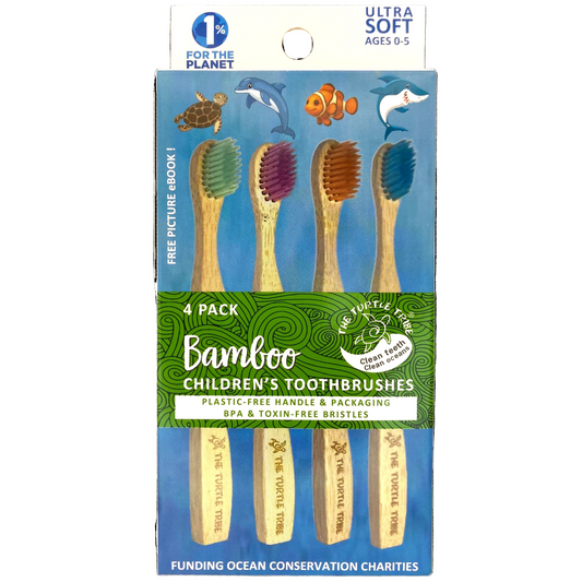 The Turtle Tribe® Kids Bamboo Toothbrushes 4-pack